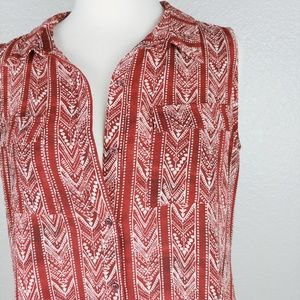 Cato Sleeveless Boho Print Blouse Red M